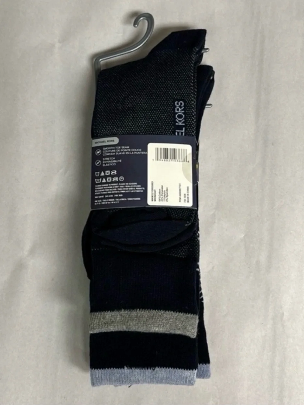 New Michael Kors Socks Men’s 3 Pair Black & Blue Dress Crew Sock Business Casual